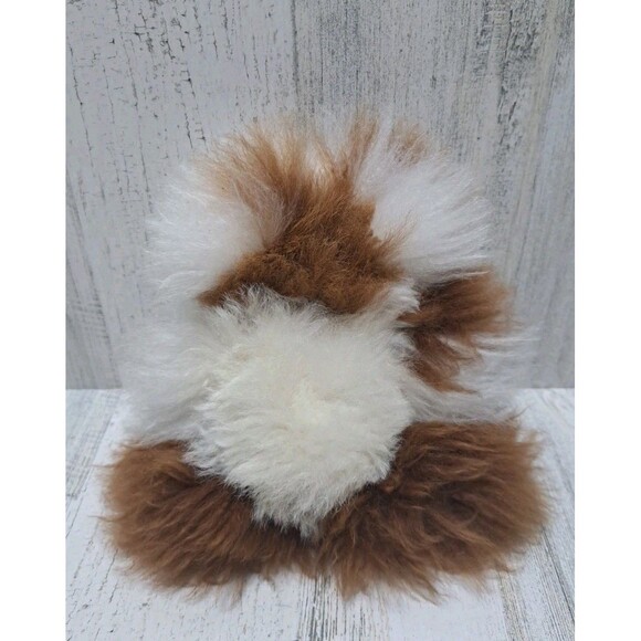 Alpaca Fur Teddy Bear Toy Soft 8” Plush Stuffed Animal Toy Fluffy Brown White - Picture 3 of 10
